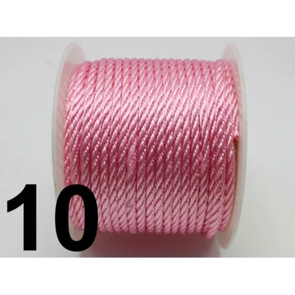 EOEMY 50Meter Nylon String Chinese Satin Silk Braided Cord 2mm Love Binding Rope Spool-10# Pink