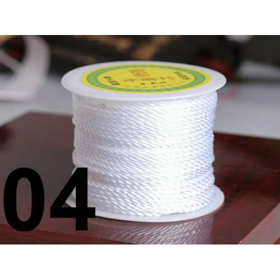 EOEMY 50Meter Nylon String Chinese Satin Silk Braided Cord 2mm Love Binding Rope Spool-4# White