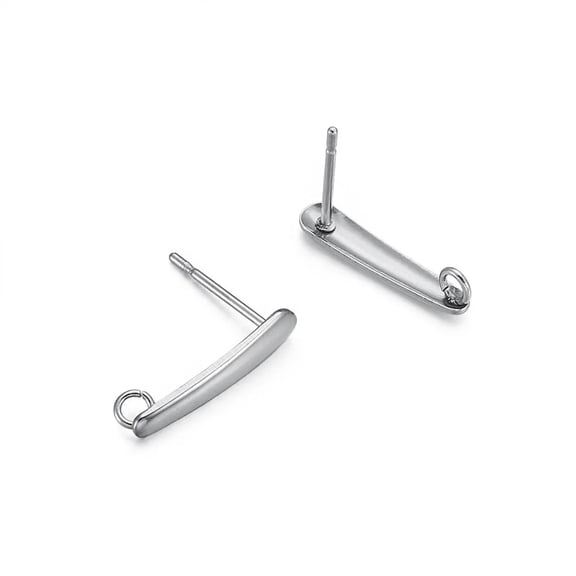 EOEMY 50Pcs 304 Stainless Steel Flat Earring Posts Ear Stud Findings Smooth Craft 15mm
