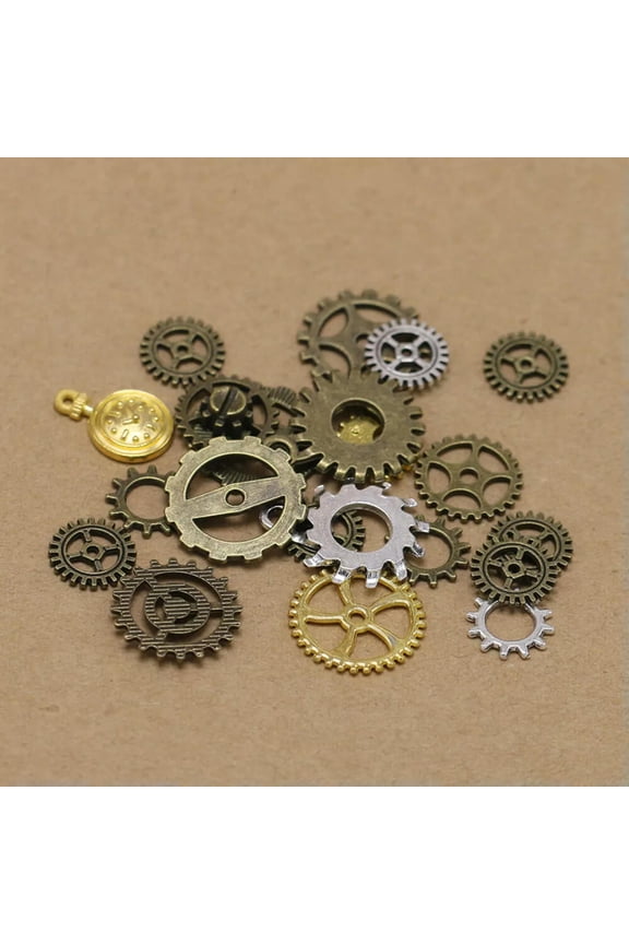 50Pcs Assorted Antique Steampunk Gears Charms Pendant Clock Watch Wheel Gear