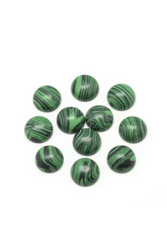 50Pcs Half Round Flatback Synthetic & Natural Gemstone Cabochons Pendants 12X5mm-Synthetic Malachite