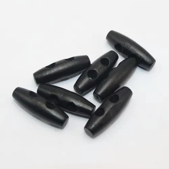 EOEMY 50Pcs Wood Buttons 2 Holes Sweater Coats Buttons Sewing Horn Toggle Buttons 30mm-Black