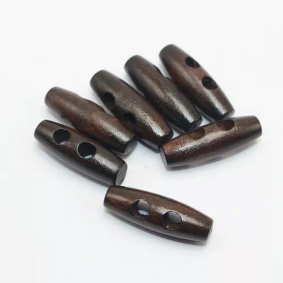 EOEMY 50Pcs Wood Buttons 2 Holes Sweater Coats Buttons Sewing Horn Toggle Buttons 30mm-Brown
