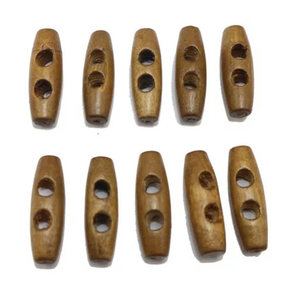EOEMY 50Pcs Wood Buttons 2 Holes Sweater Coats Buttons Sewing Horn Toggle Buttons 30mm-Coffee