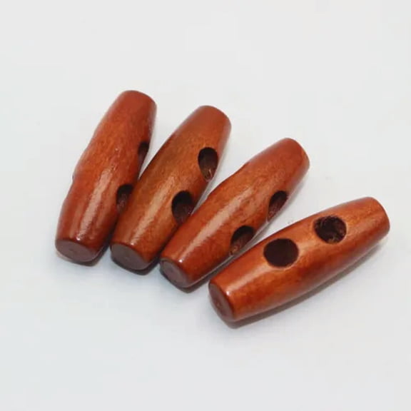 EOEMY 50Pcs Wood Buttons 2 Holes Sweater Coats Buttons Sewing Horn Toggle Buttons 30mm-Red Coffee