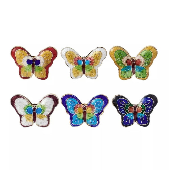 EOEMY 50X Unique Handmade Cloisonne Beads Butterfly Loose Craft Beads Colorful 17X23mm
