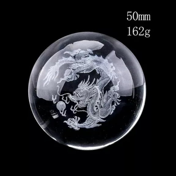 EOEMY 50mm Crystal Ball Figurines Miniature Paperweight 3D Laser Engraved Glass Sphere-Dragon Ball