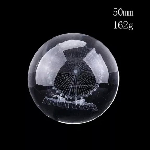 EOEMY 50mm Crystal Ball Figurines Miniature Paperweight 3D Laser Engraved Glass Sphere-Ferris Wheel