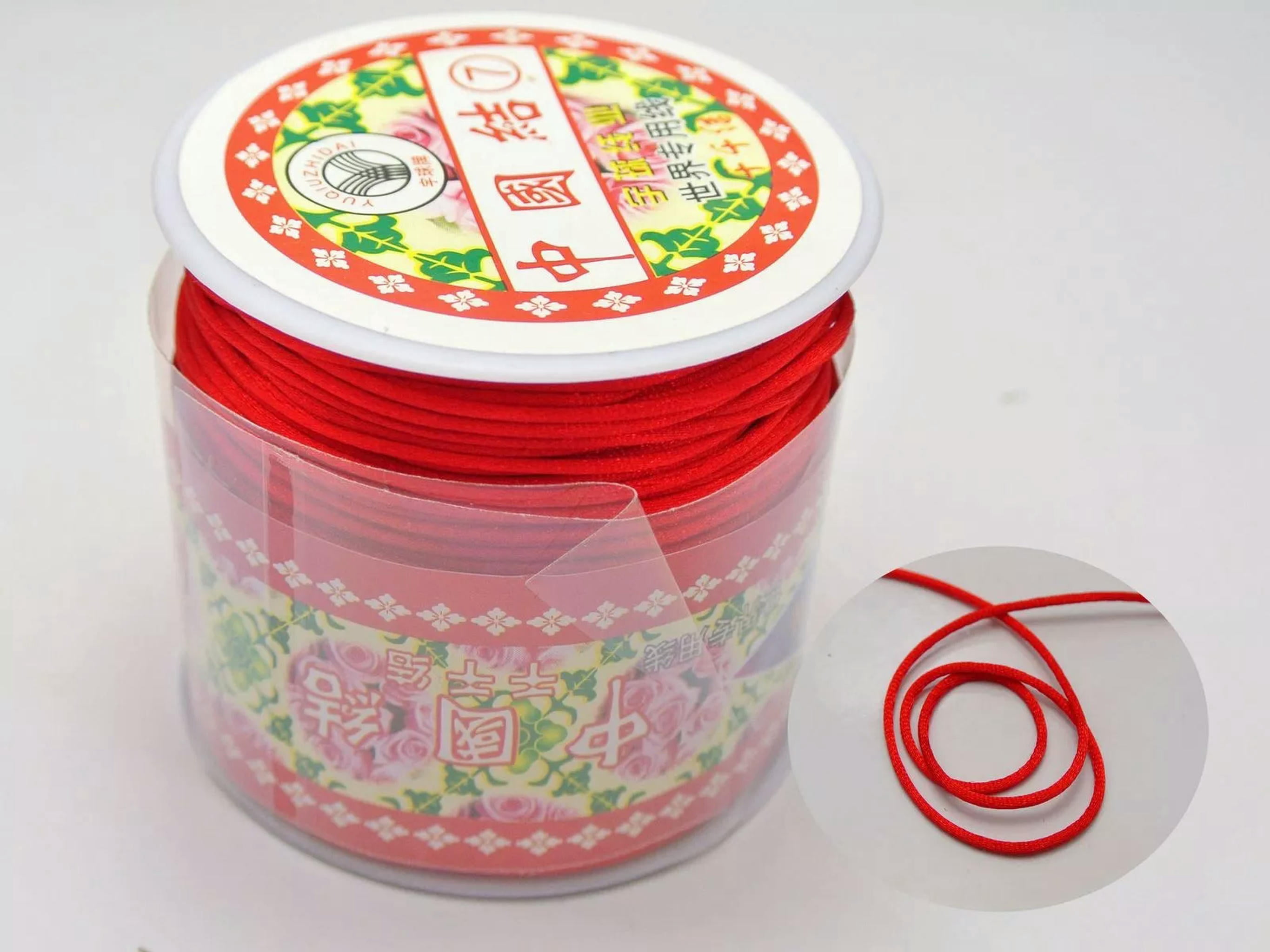 EOEMY 55 Meters Red Chinese Knot Cord Necklace Knot Rattail Thread