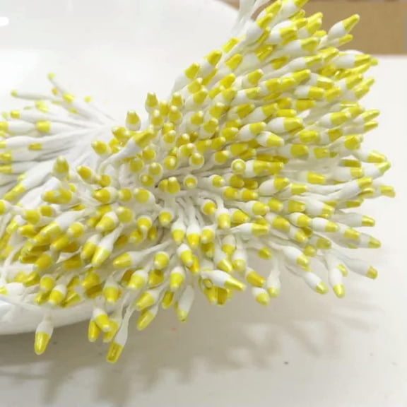 EOEMY 560 Double Color Hand-Made Artificial Flower Stamen Pistil Cotton String For Wed-Yellow