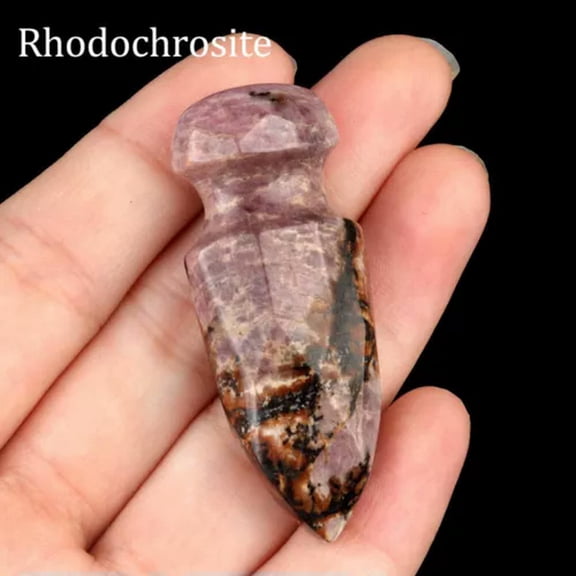 EOEMY 5Cm Mini Chakra Natural Dagger Crystal Hand Carved Knife Quartz Polished Healing-Rhodochrosite-1Pc (Random Pick)