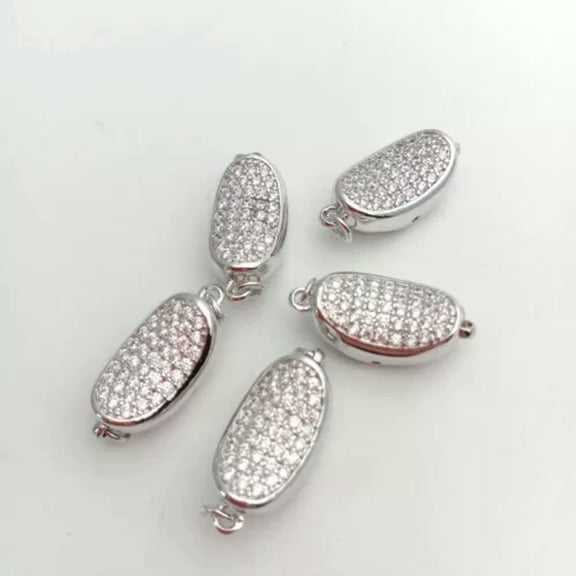 EOEMY 5Pc Cubic Zircon Micro Pave Oval Clasp 9X20mm Gold Plated-Gold