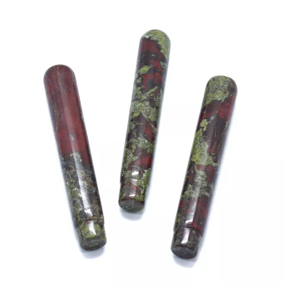 EOEMY 5Pc Natural Dragon Blood Jasper Column Beads No Hole Smooth Loose 71.5X12~12.5mm