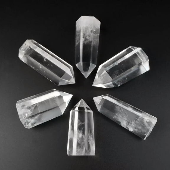EOEMY 5Pcs 40-50mm Natural Clear Quartz Crystal Stone Point Wand Healing Pillar Decor