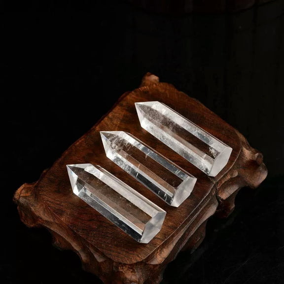 EOEMY 5Pcs 50-60mm Natural Clear Quartz Crystal Gemstone Obelisk Healing Energy Column