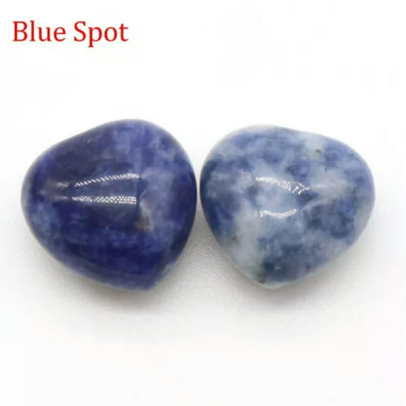EOEMY 5Pcs Chakra Mini Heart Crystal Pocket Palm Worry Stones Natural Quartz Healing-Blue Spot-5Pcs (Random)