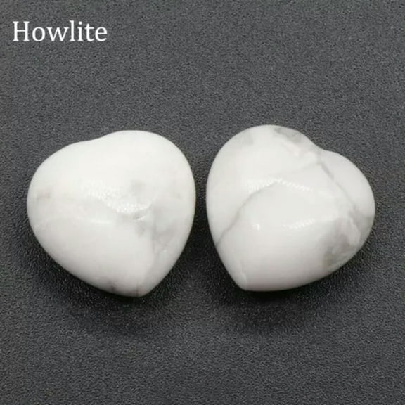 EOEMY 5Pcs Chakra Mini Heart Crystal Pocket Palm Worry Stones Natural Quartz Healing-Howlite-5Pcs (Random)