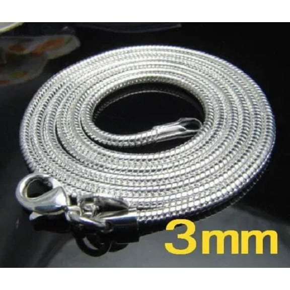 EOEMY 5Pcs Fashion 925Sterling Silver Vivid 3mm Snake Bone Chains Necklace 16"-30" -20 Inch
