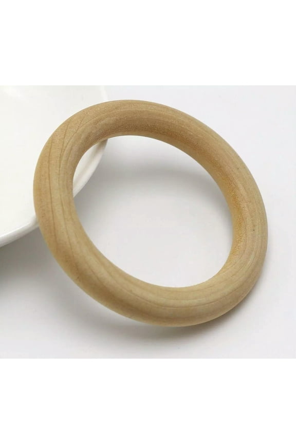 5Pcs Large Unfinished Natural Untreated Plain Wooden 70mm(2.7") Wood Round Ring