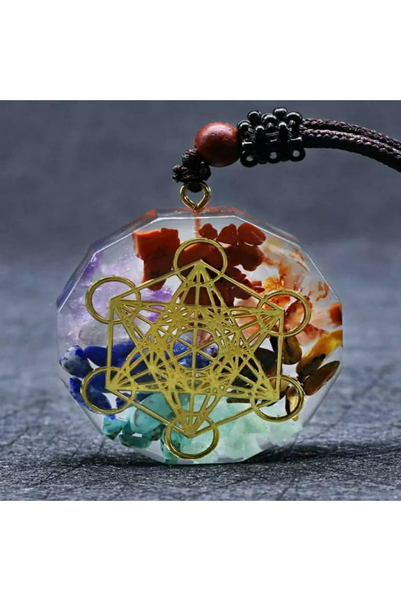 5Pcs Natural 7 Chakra Healing Crystal Chip Stone Necklace Quartz Orgone Pendants