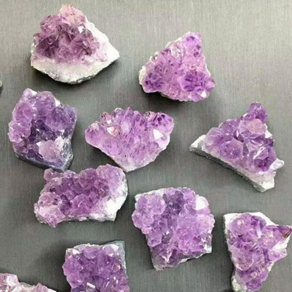 EOEMY 5Pcs Natural Amethyst Crystal Cluster Quartz Healing Druzy Geode Gemstone Gift