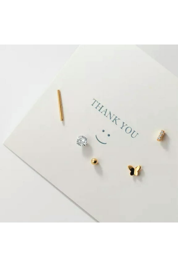 5Pcs Set 925 Sterling Solid Silver Stud Earring Studs / Earrings / Stud-Gold