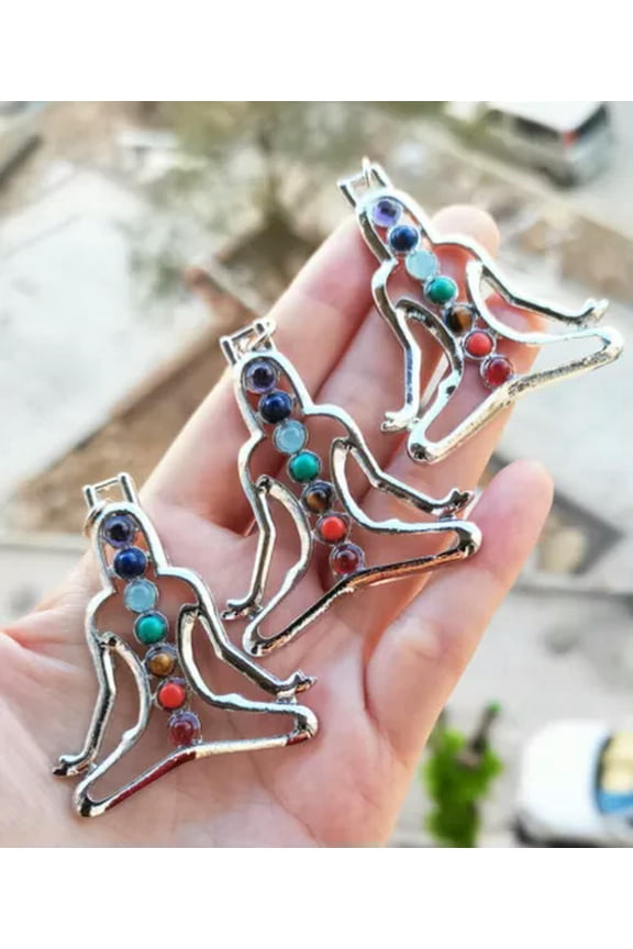 5Pcs Yoga 7 Chakra Gems Stone Pendants Energy Reiki Healing Amulet