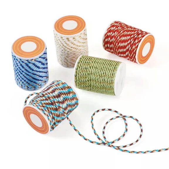 EOEMY 5Rolls 4-Ply Polycotton Cord Handmade Macrame Cotton Rope String Knitting 1.5mm-B