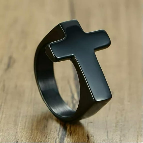 EOEMY 5mm Gold/Silver/Black Cross Band Men'S 316L Stainless Steel Party Ring Size 8-12