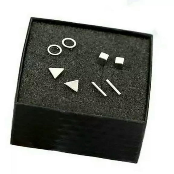 EOEMY 6-20 Pairs Earrings Set Rhinestone Crystal Pearl Women Ear Stud Jewelry Gift Us-4 Pairs Silver Geometric
