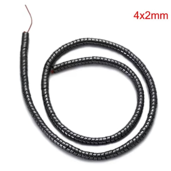 EOEMY 6 8 10mm Black Hematite Natural Stone Beads Loose Spacer Beads Jewelry Making-1 Strand 4X2 Black Hematite Wa...