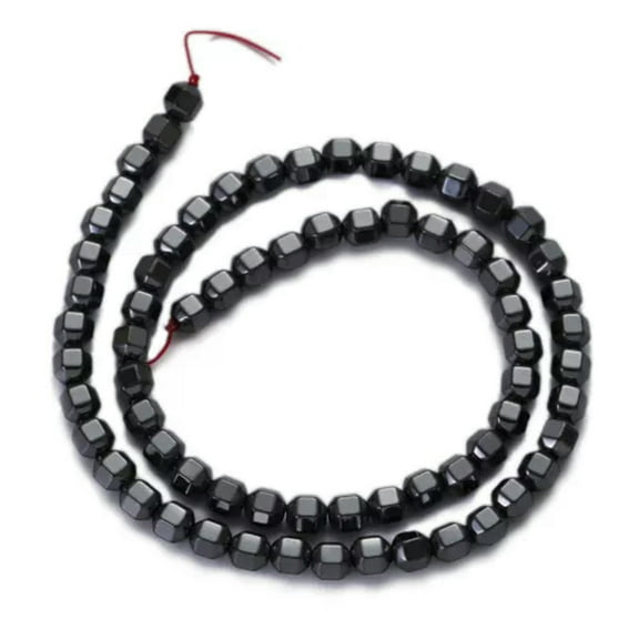 EOEMY 6 8 10mm Black Hematite Natural Stone Beads Loose Spacer Beads Jewelry Making-1 Strand 6X6 Black Hematite 18...
