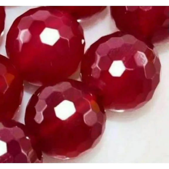 EOEMY 6/8/10mm Faceted Red Ruby Gemstone Loose Beads 15"##Zy552 -6mm