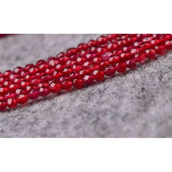EOEMY 6/8/10mm Genuine Natural Faceted Red Ruby Round Gems Loose Beads 15"##Kh018 -6mm
