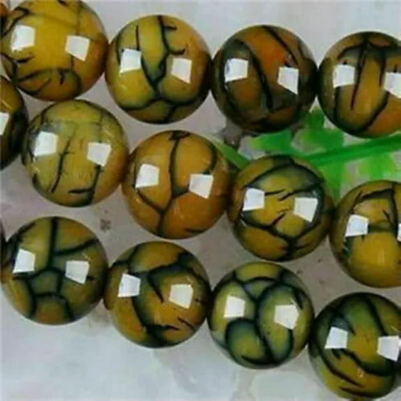 EOEMY 6/8/10mm Green Dragon Veins Agate Round Loose Beads 15Inch-6mm