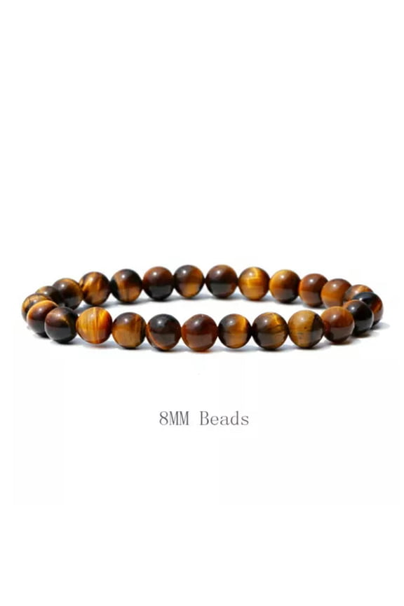 6/8/10mm Natural Tiger Eye Stone Beaded Bracelet Men Trend Party Fashion Jewelry-8mm Beads