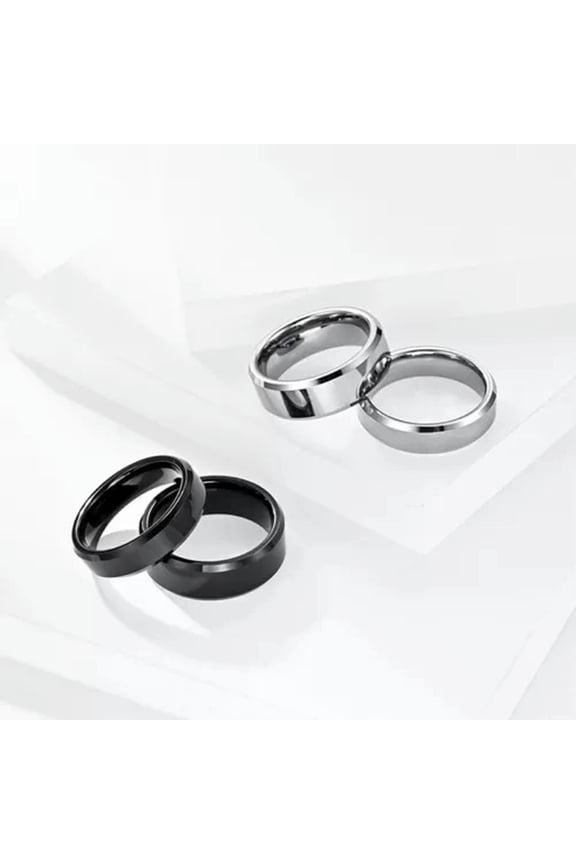 6/8mm Tungsten Carbide Silver/Black Women'S Wedding Band Polished Ring Size 6-11