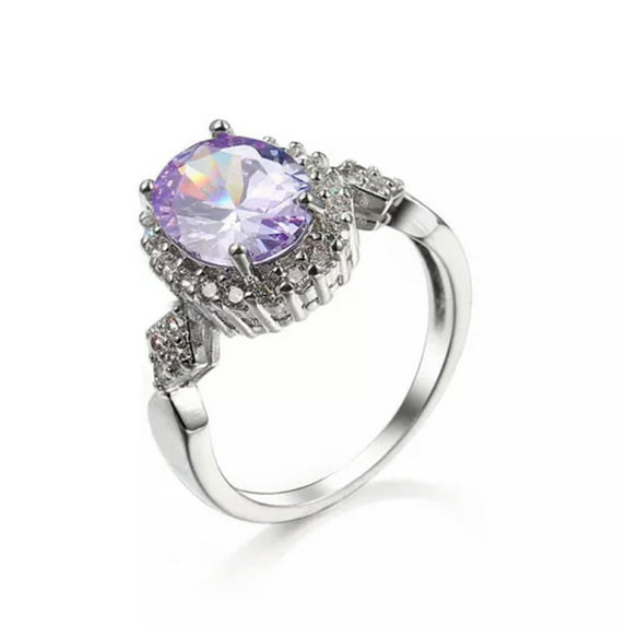 EOEMY 6 Colors Oval Cut Cz Bands For Female 925 Silver Wedding Stylish Ring Size 6-10