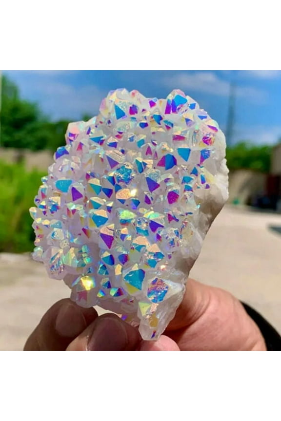 60-80G Natural Quarz Electroplate Colorful Titanium Bismuth Crystal Cluster Gift