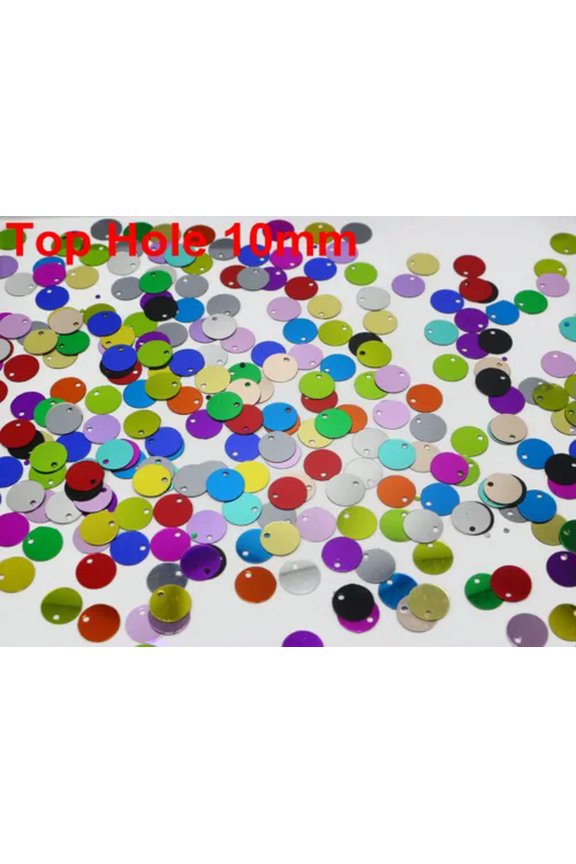 60Gram Mixed Color Flat Round Top Hole Loose Sequins Paillettes 6mm-20mm Sewing-2000Pcs 10mm