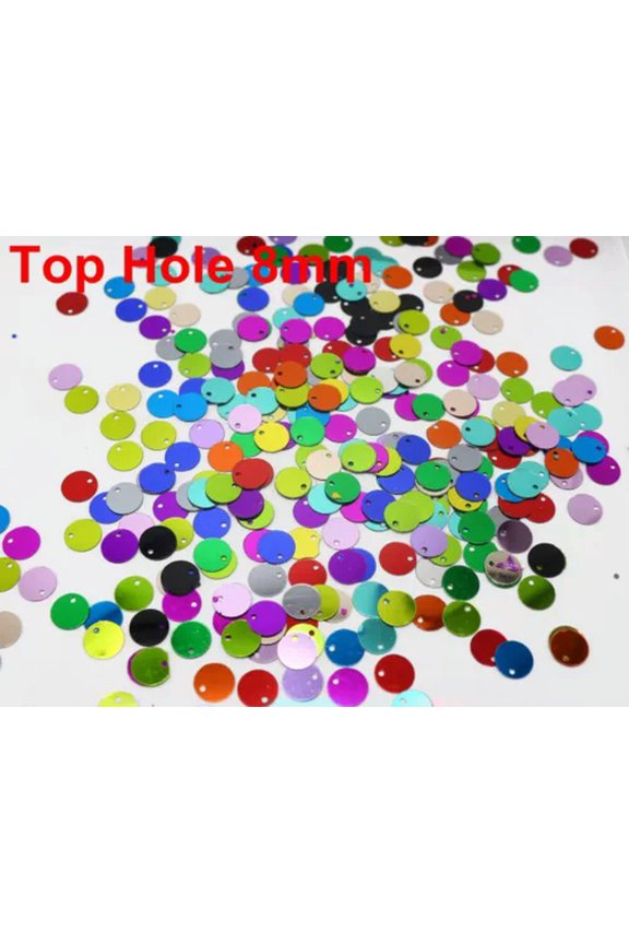60Gram Mixed Color Flat Round Top Hole Loose Sequins Paillettes 6mm-20mm Sewing-3000Pcs 8mm