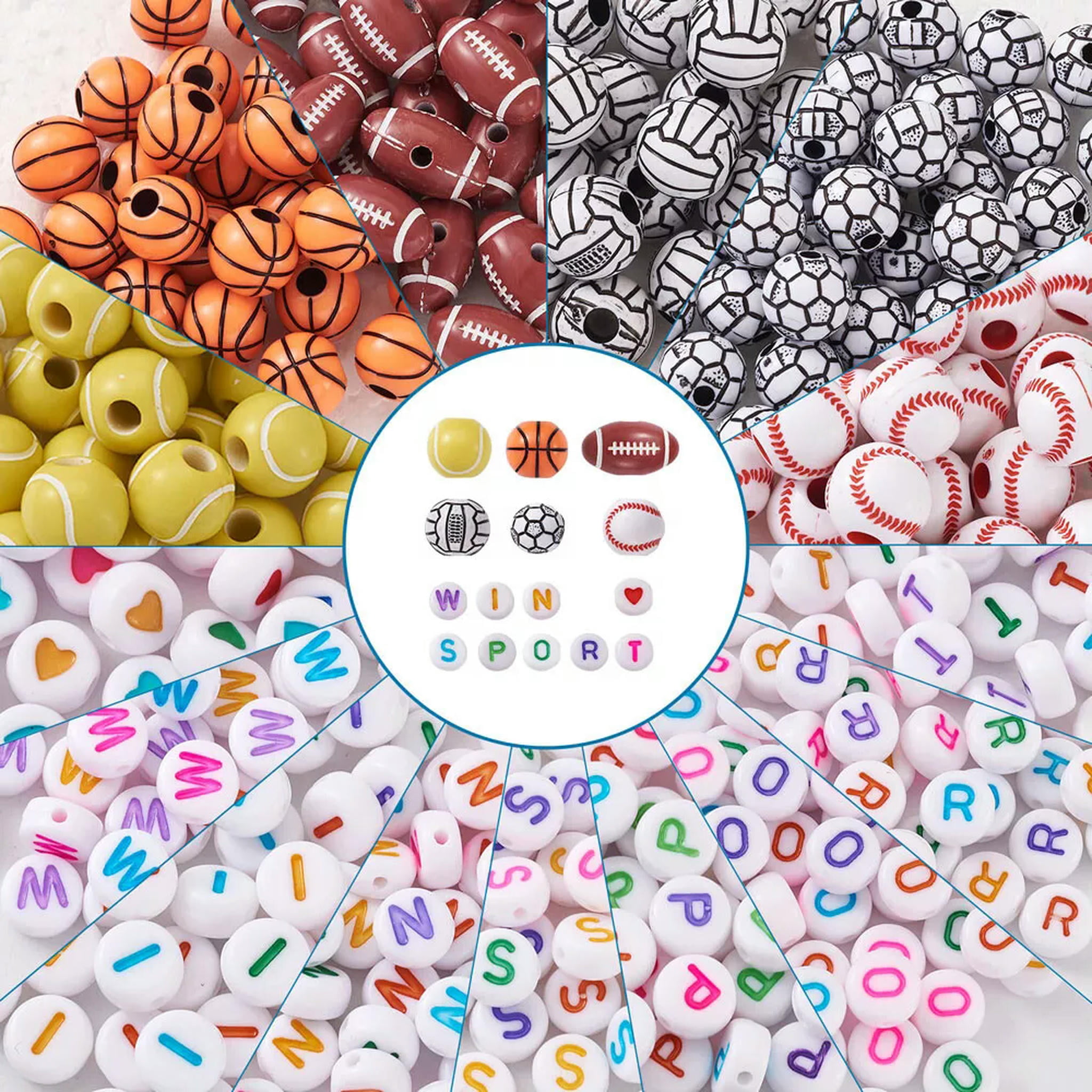 EOEMY 630Pcs Heart Alphabet Opaque Acrylic Letter Beads Disc Pony Loose Spacer 7~12mm