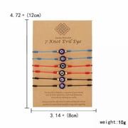 EOEMY 6Pcs Lucky Turkish Evil Eye Bracelet Kabbalah Amulet 7 Knots Rope Wholesale Gift-Red Black Blue