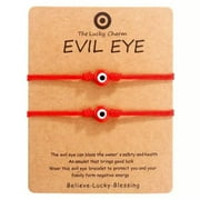 EOEMY 6Pcs Lucky Turkish Evil Eye Bracelet Kabbalah Amulet 7 Knots Rope Wholesale Gift-Red Rope-Red Evil Eye