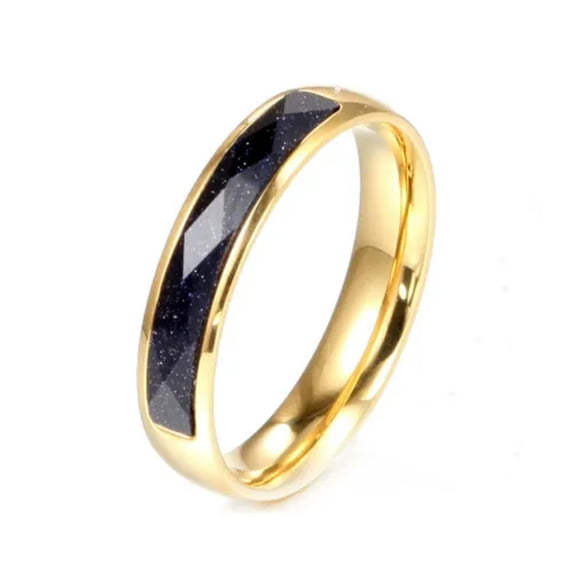 EOEMY 6mm Black/Blue/Green Band Women'S Stainless Steel Engagement Gold Ring Size 5-11