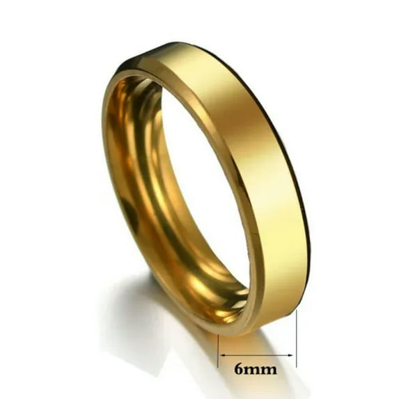 EOEMY 6mm Black/Gold/Silver Stainless Steel Ring Men Womens High Polished Band Fashion