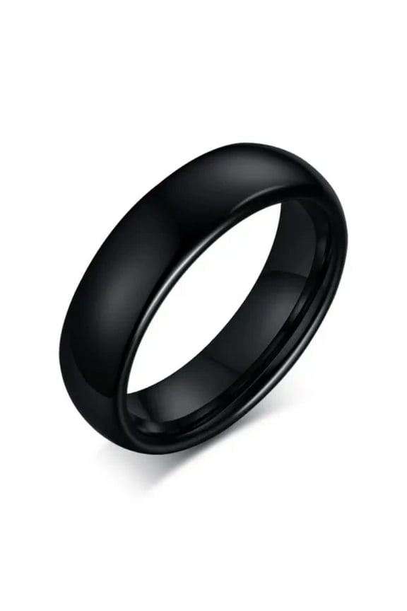 6mm Black High Polished Band Tungsten Carbide Mens Wedding Simple Ring Size 7-12