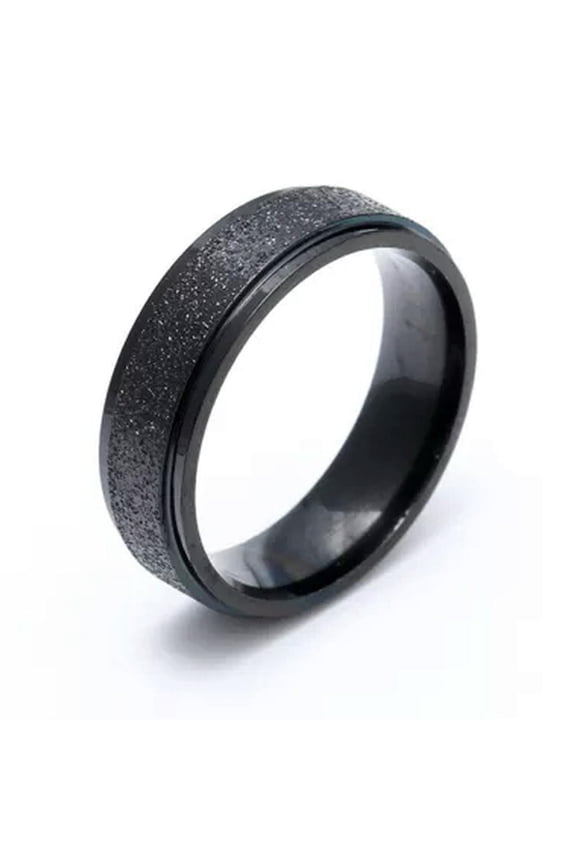 6mm Frosted Black Titanium Steel Band Women'S Wedding Matte Party Ring Size 6-13