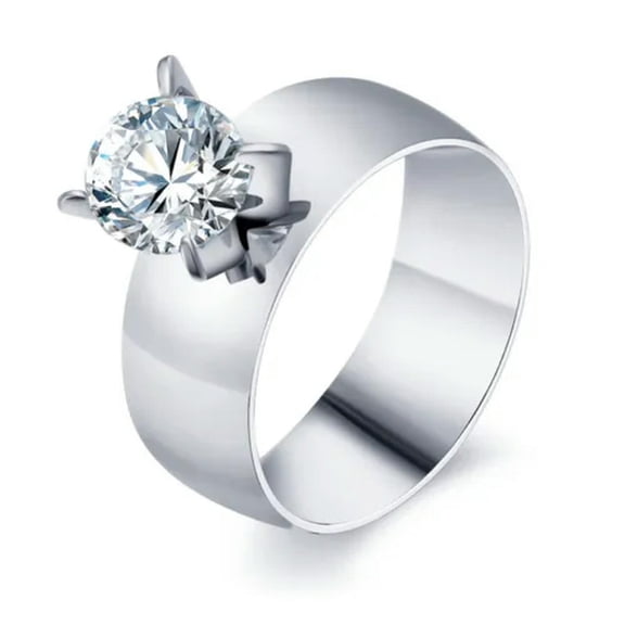 EOEMY 6mm Gold/Silver Titanium Steel Aaa Cz Wedding Band Women'S Couple Ring Size 5-12