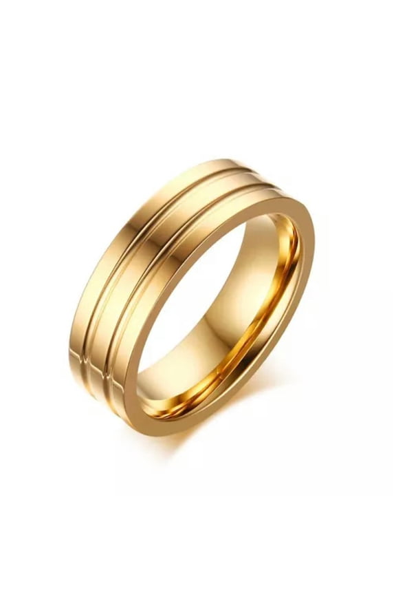 6mm Groove Band Men Women'S 18K Yellow Gold Filled Wedding Party Ring Size 6-12